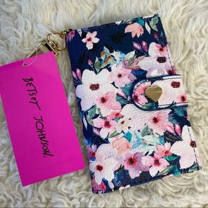 NWT Betsey Johnson Blue Flower Flap Wallet